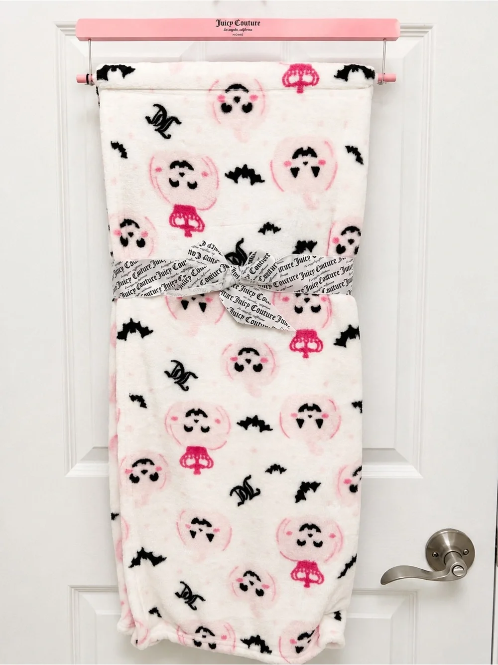 Juicy Couture Pink, White & Black Halloween Plush Throw